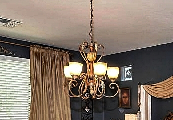 chandelier before re-purposing