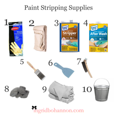 Paint stripping supplies collage