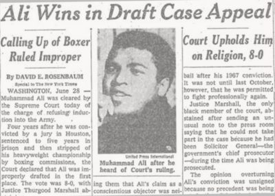 1967 news clipping about Muhammad Ali